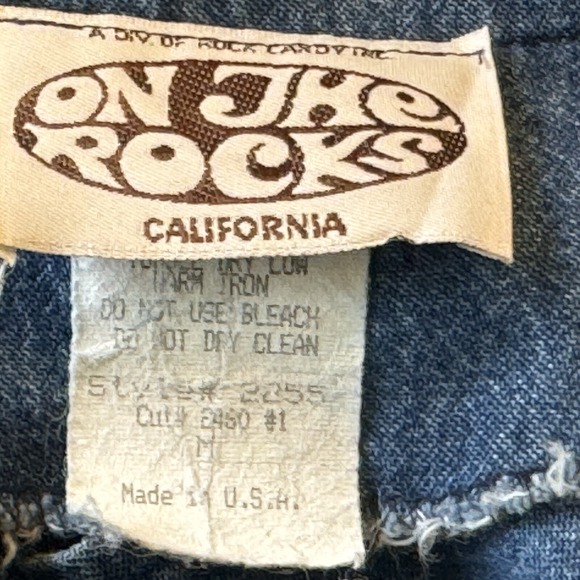 Vintage On the Rocks Womens Artsy Jean Jacket Medium Button Front Collarless USA - Picture 10 of 11